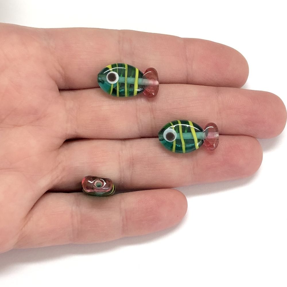 Murano Glass Striped Fish - Green