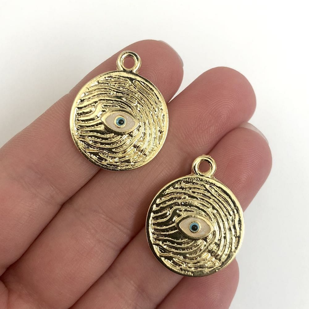 Altın Kaplama Mineli Nazar Göz Madalyon ( Diğer Renkleri için lütfen ürünün içine giriş yapın)