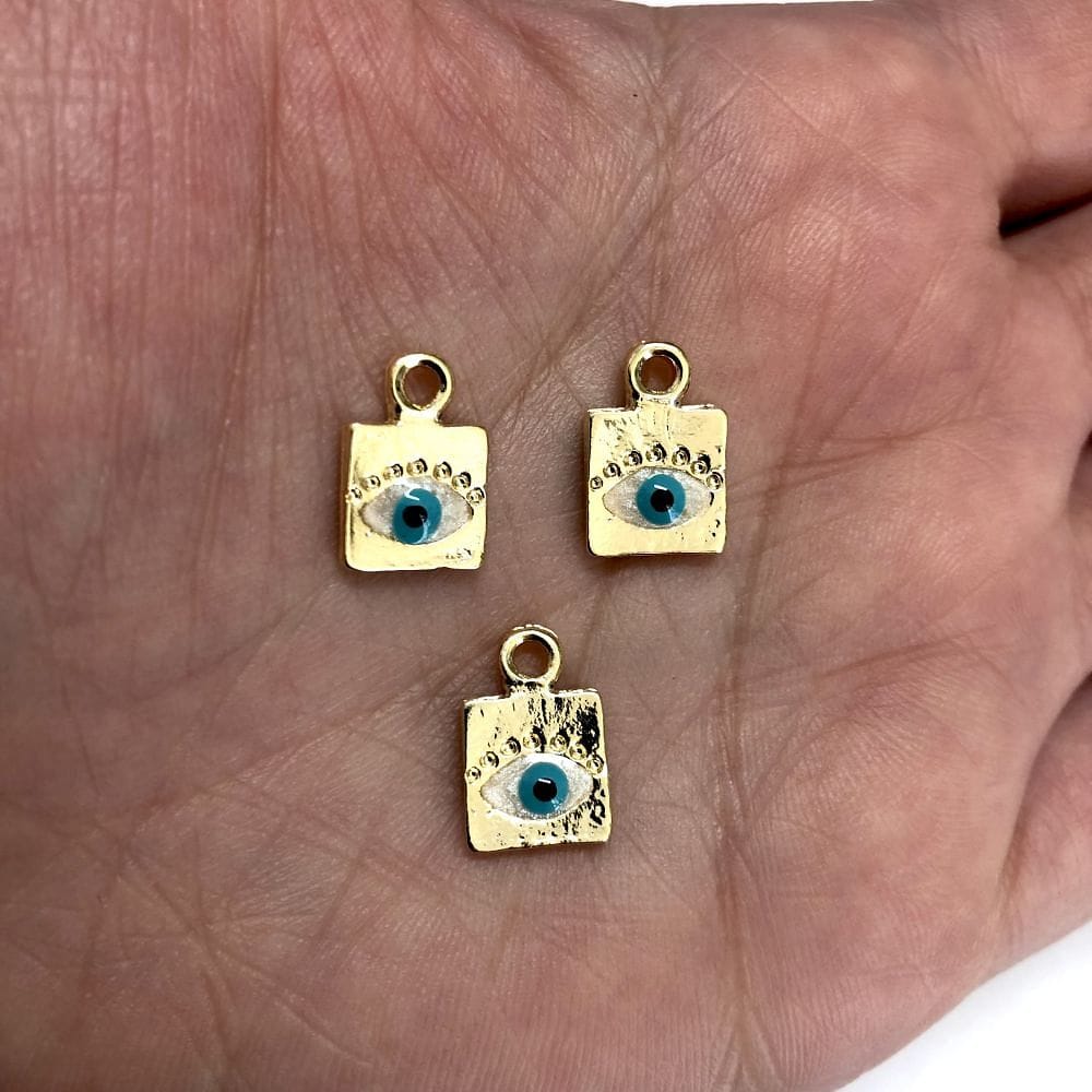 Vergoldeter quadratischer Evil Eye Eye Hanging Apparat - Pearlescent - 2