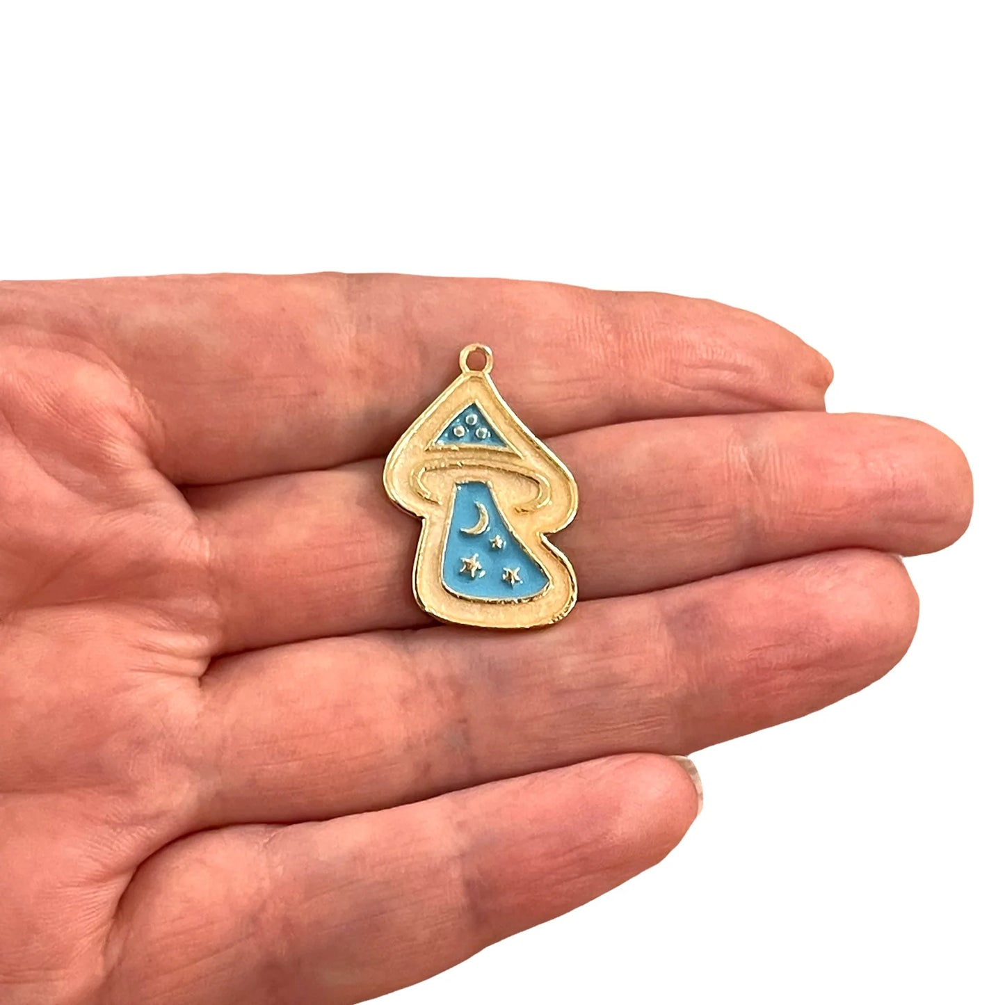 Gold Plated Enamel Magic Mushroom - Turquoise