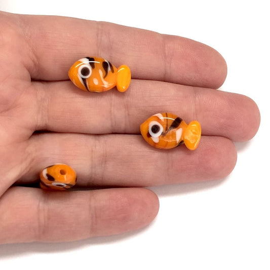 Murano Glass Striped Fish - Orange