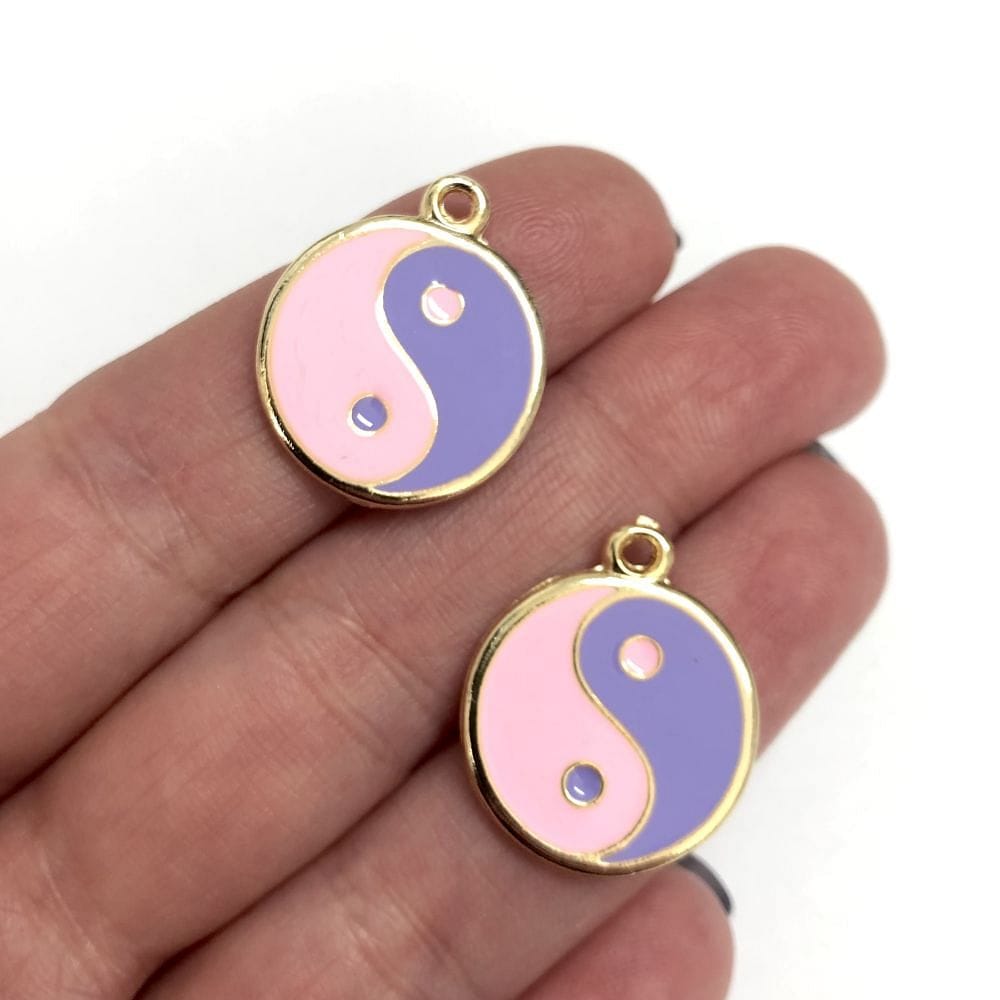 Vergoldeter Emaille Yin Yang (Balance) Anhänger-13
