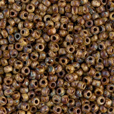 Miyuki Boncuk, MiyukiRoundBeads 8/0-4517 Picasso Opaque Brown Tan