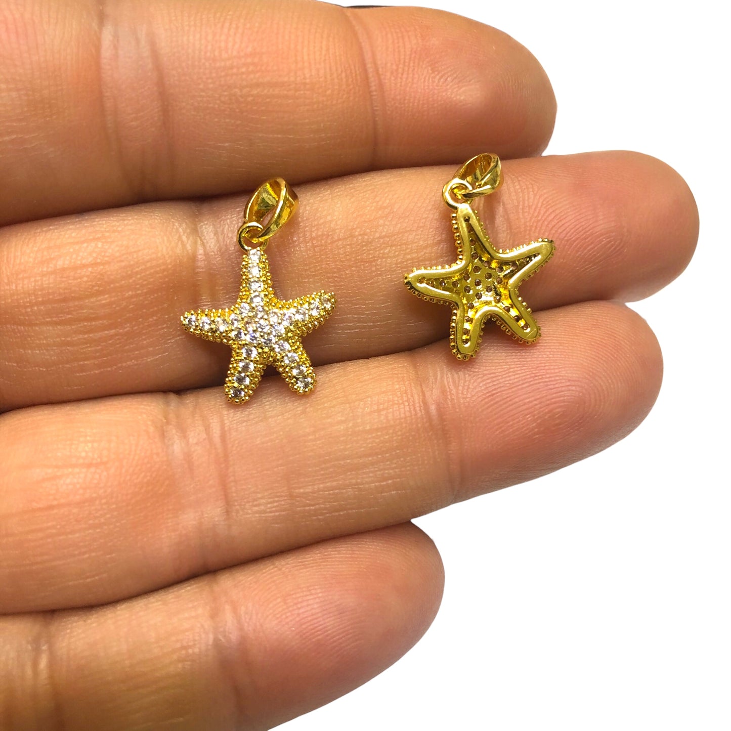 Altın Kaplama  Zirkon Taşlı Deniz Yıldızı  Kolye Ucu -21mm