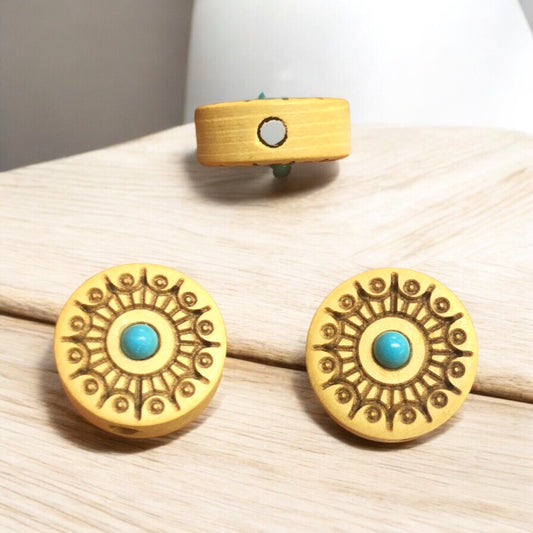 Sandal Ağacı Oyma Turkuaz Taşlı Aparat-2