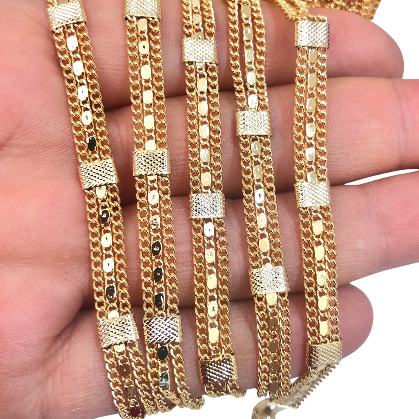 Altın Kaplama Üçlü Zincir