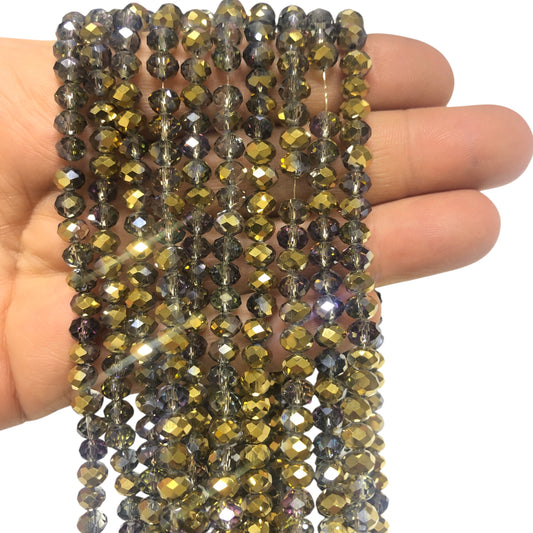 Çin Kristali 6mm - 6117 Şeffaf Aynalı Altın Rengi