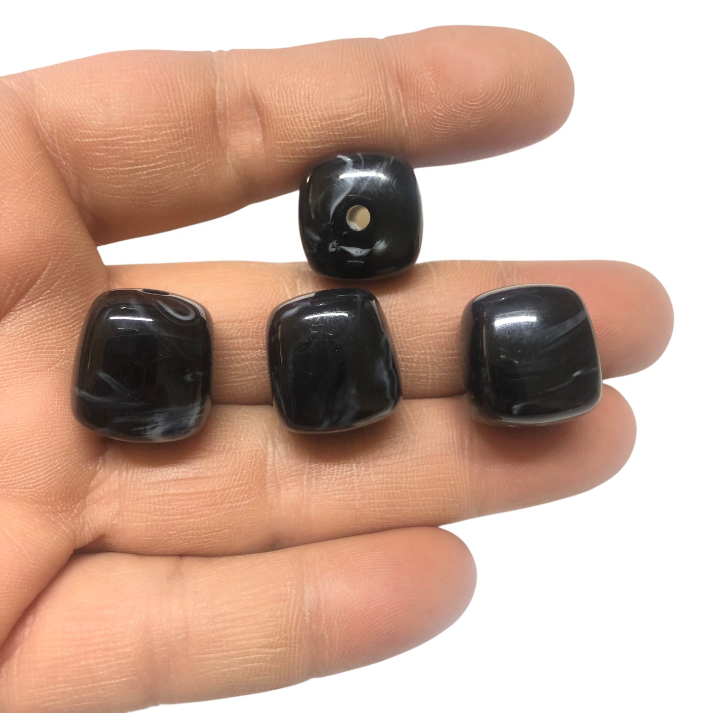 A Kalite Akrilik Silindir -16.3X17.3- Ebruli Siyah