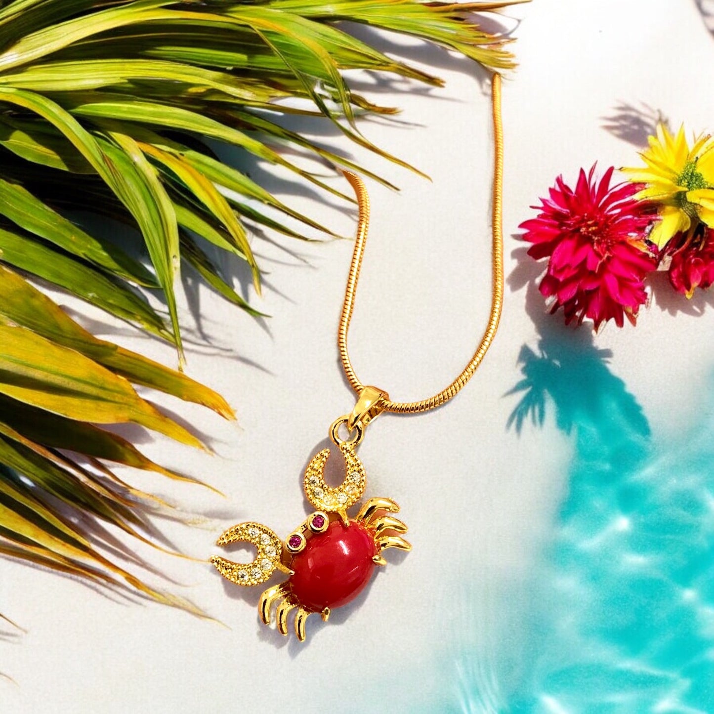 Altın Kaplama Zirkon Taşlı Yengeç Kolye Ucu