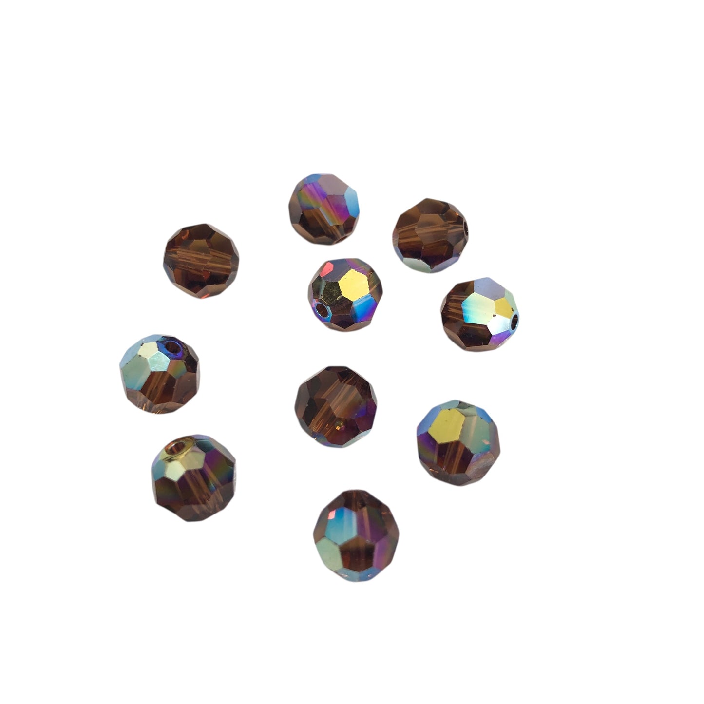 Swarovski Kristal 8mm Petek Kesim -  Şeffaf Parlak Kahve( Smoked Topaz AB.) - 005