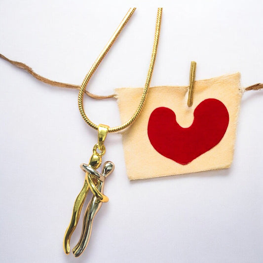 Pirinç Üzeri Altın Kaplama Sarılan Sevgililer  Çift Renk