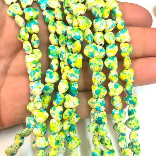 Turkuaz Havlit Kalp Yan Delikli- Yeşil & Sarı Mix