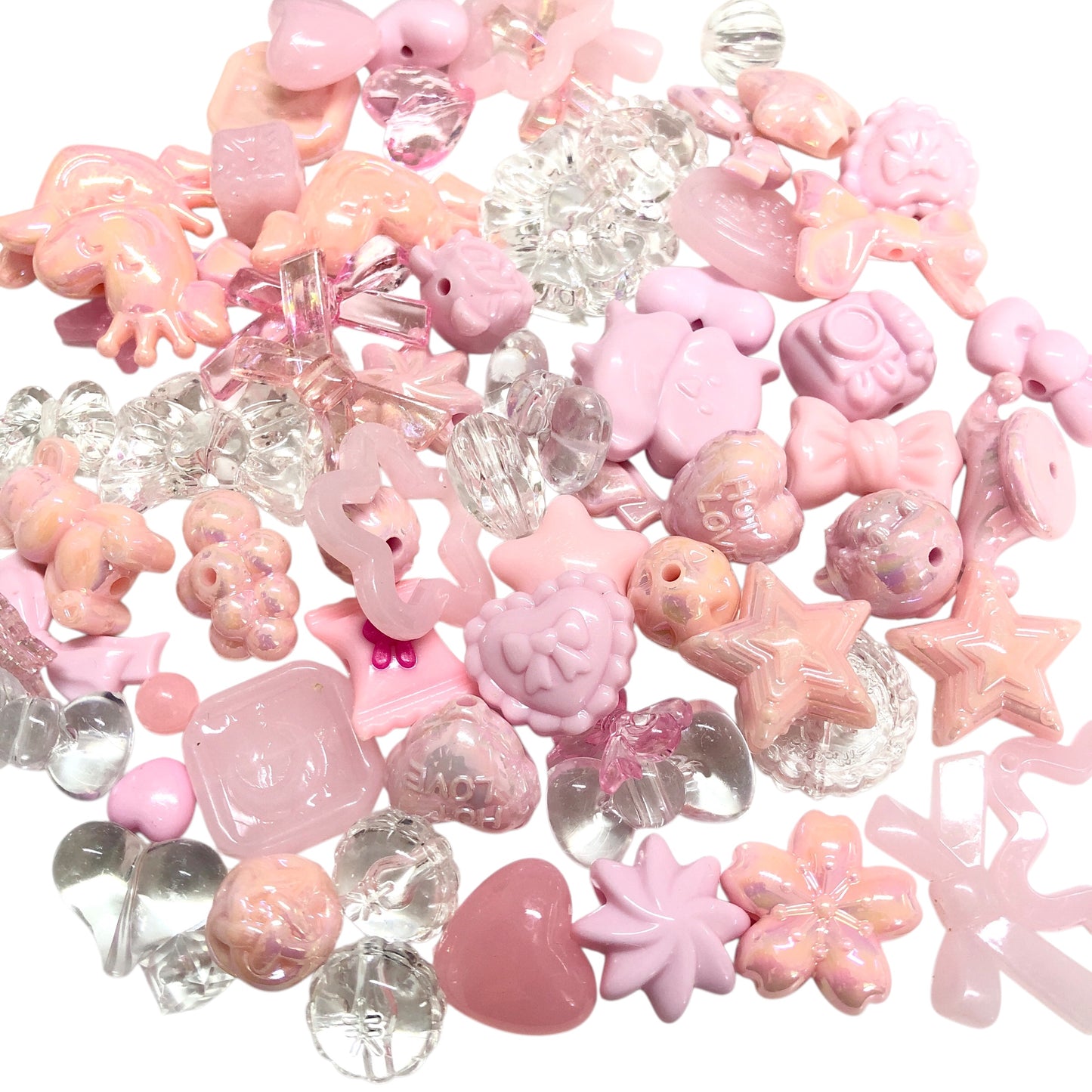 Akrilik Boncuk- Karışık Renkli  Pembe