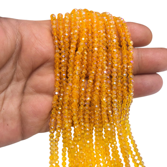 Kristal Boncuk,  Çin Kristali-3mm-66-Şefaf Janjanlı Sarı