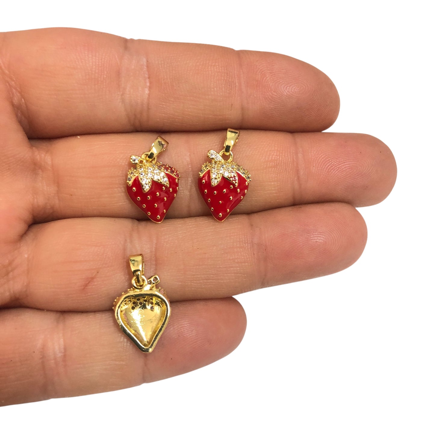 Altın Kaplama  Zirkon taşlı Mineli Çilek Sallantı
