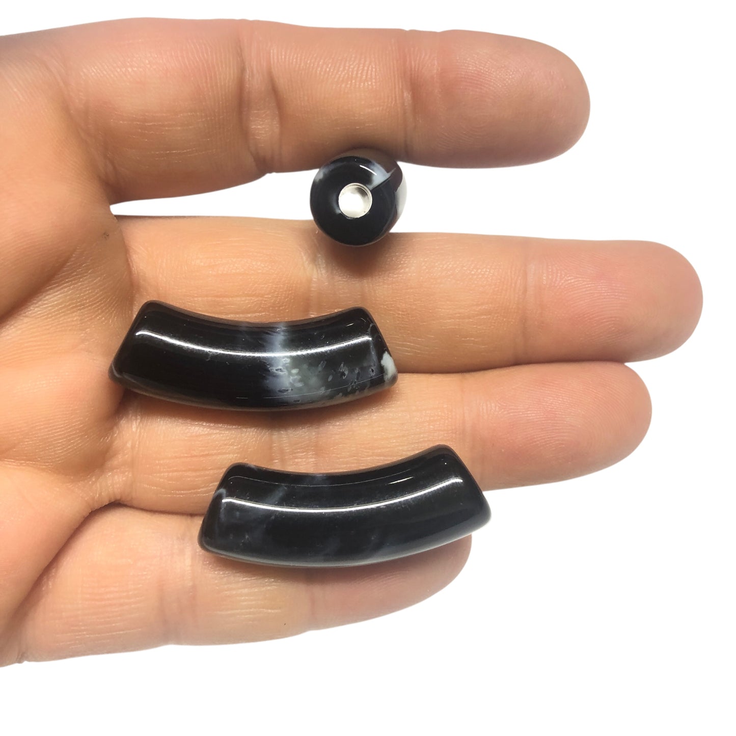 A Kalite Akrilik 11.2x34.8mm- Ebruli Siyah