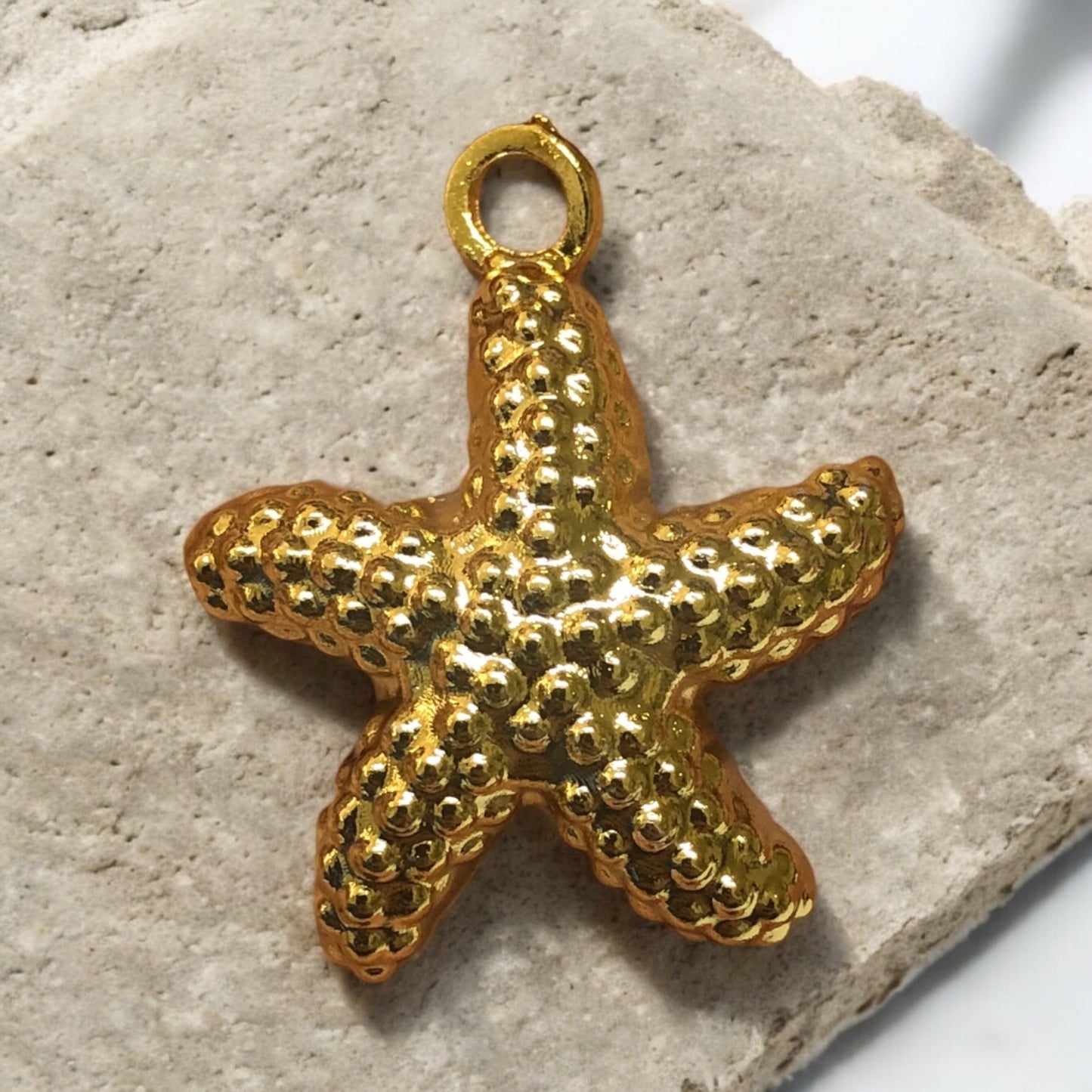 Altın Kaplama Sallantı Deniz Yıldızı Dokulu - 29 mm