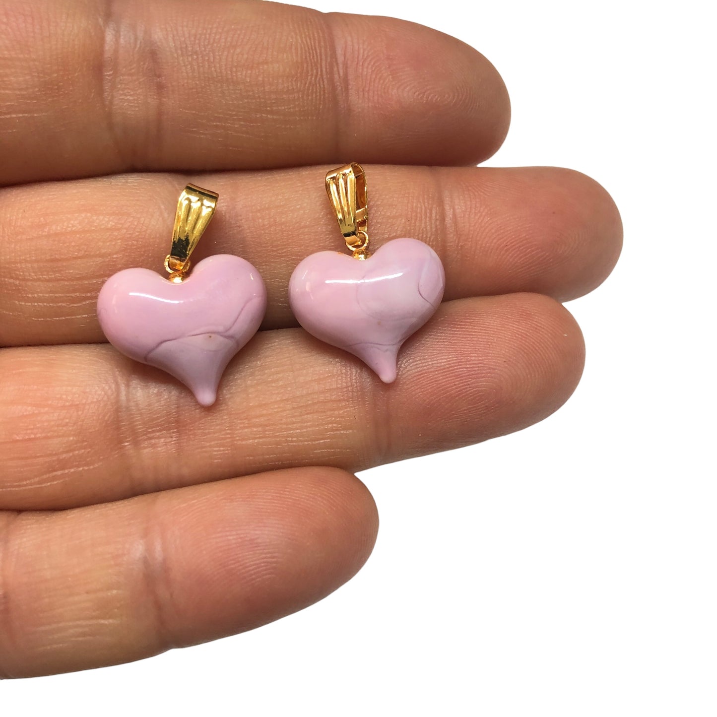 Murano Cam - Tombul Kalp Orta Boy- Pembe