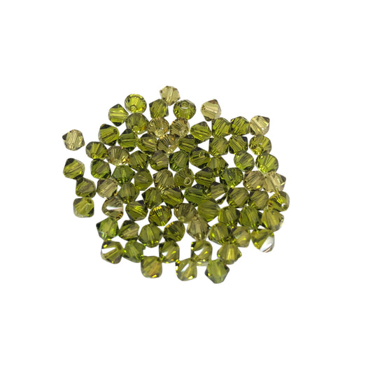 Swarovski 4mm Piramit (Bicone )  Şeffaf Koyu Yağ Yeşili - 008