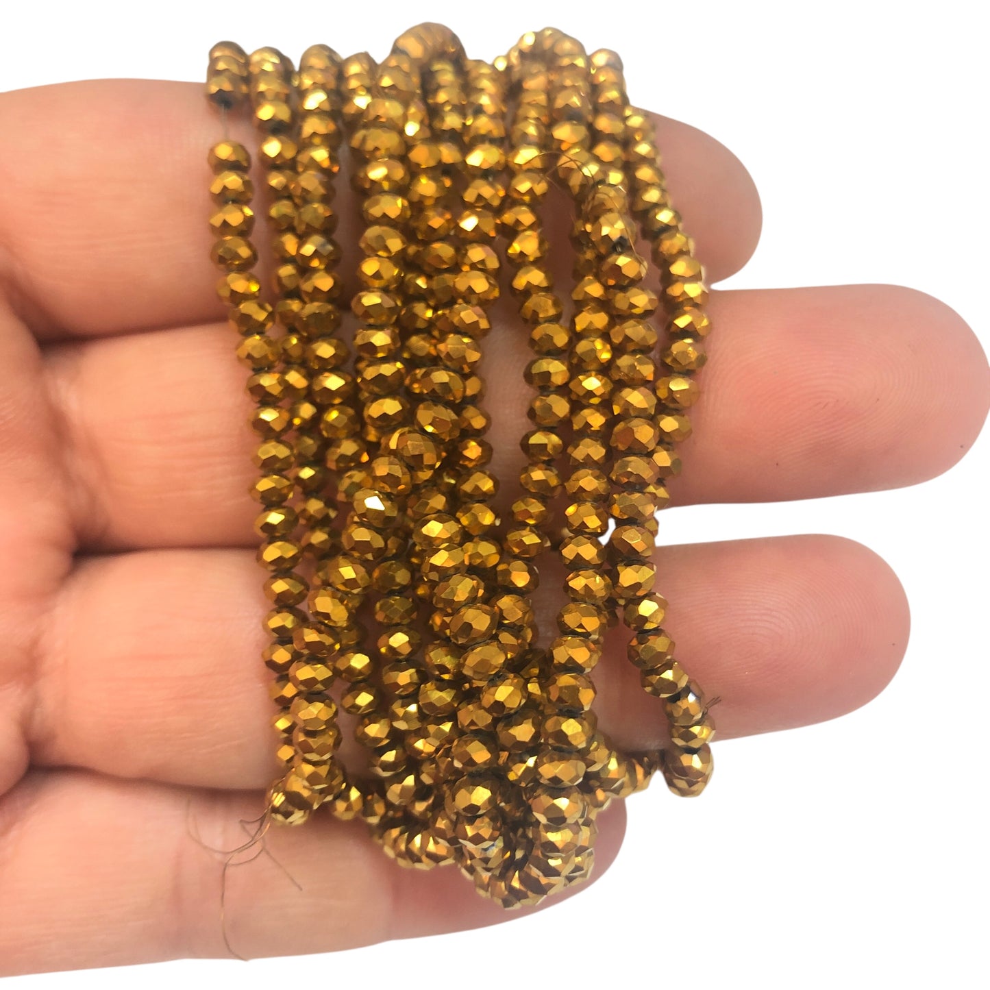 Kristal Boncuk, Çin Kristali-3mm-55 -Altın