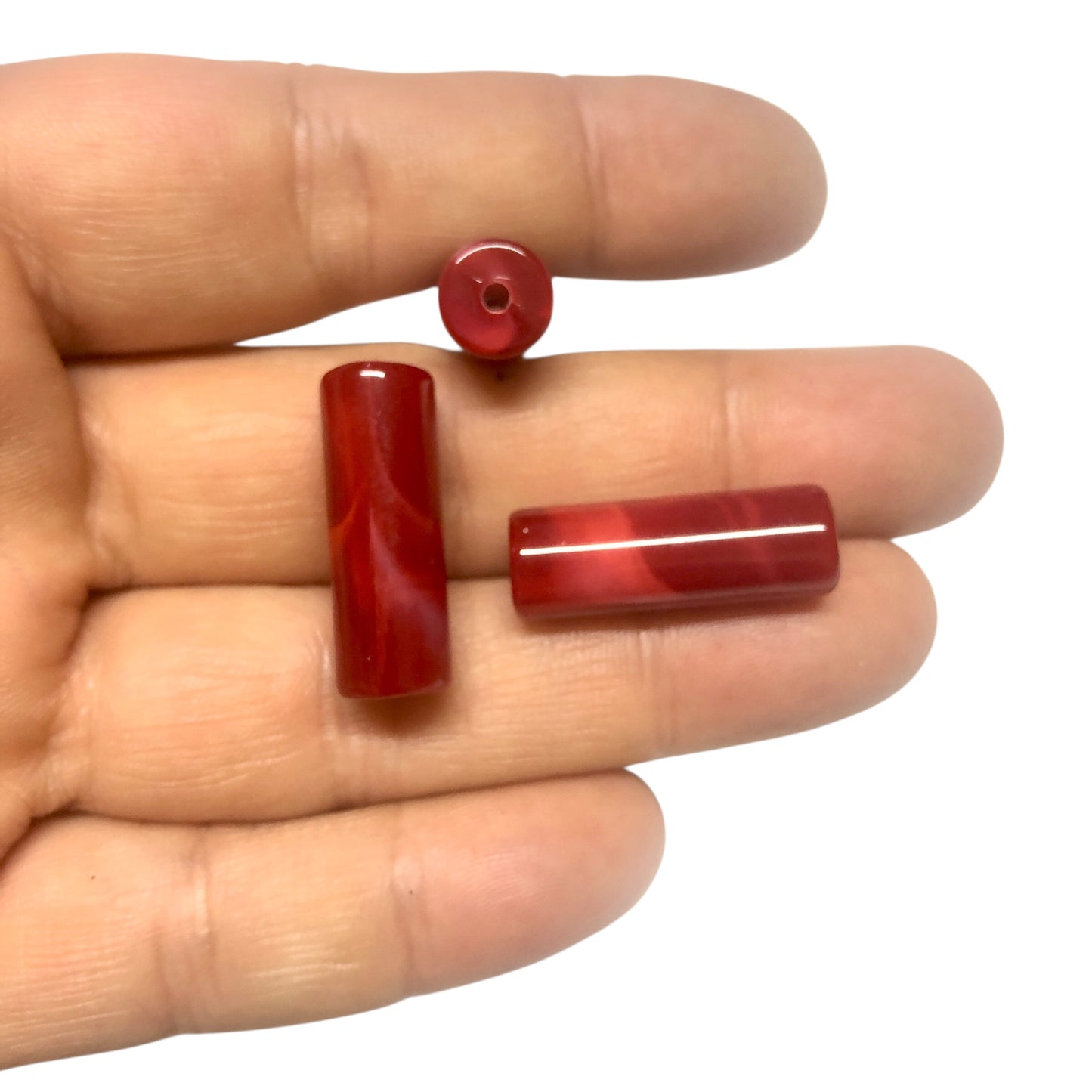 A Kalite Akrilik Silindir -8x25mm- Ebruli Kırmızı