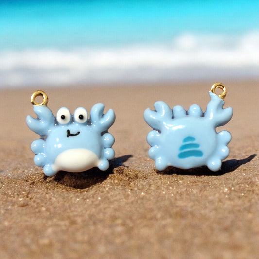 Altın Kaplama Üç Boyutlu Mineli  Yengeç - Mavi