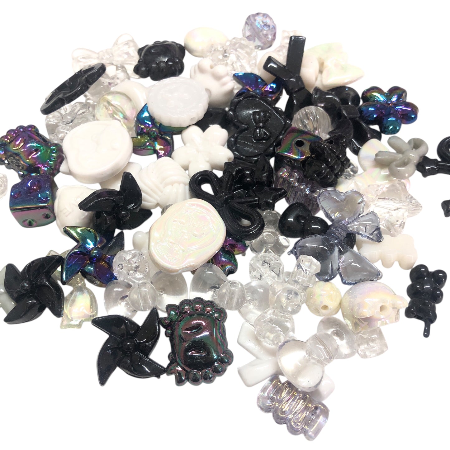 Akrilik Boncuk- Karışık Renkli  Siyah & Beyaz