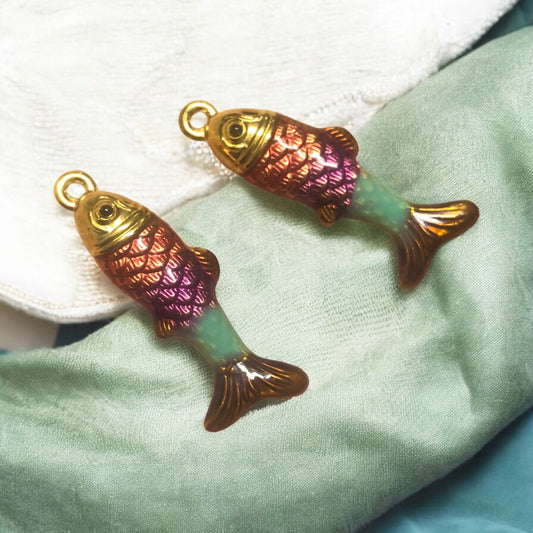 Sarı Çelik Mineli Balık Kolye Ucu -1