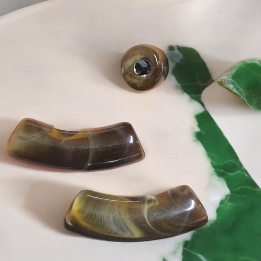 A Kalite Akrilik 11.2x34.8mm- Ebruli Kahverengi