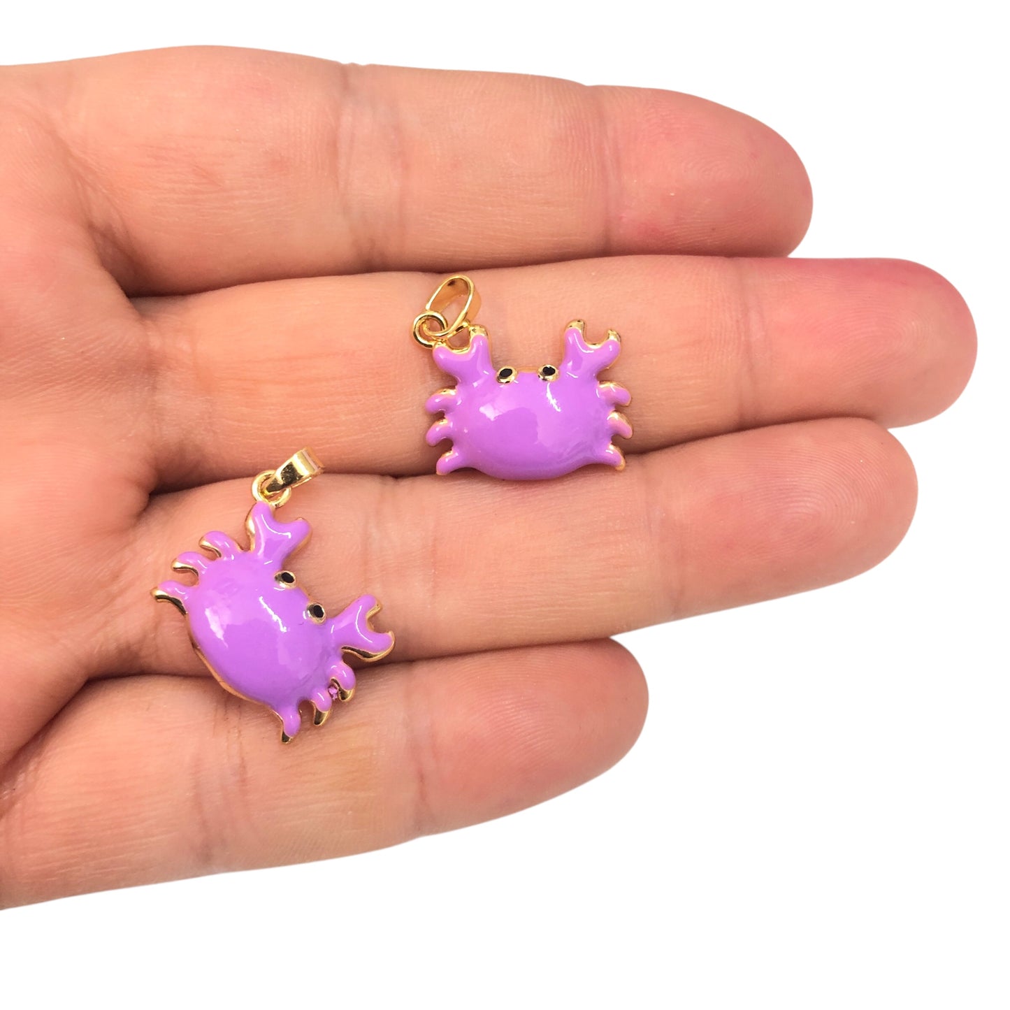 Altın  Kaplama  Mineli Yengeç  Kolye Ucu - Mor