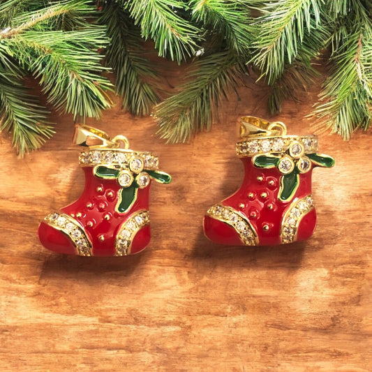 Altın Kaplama Mineli Zirkon Taşlı Mineli Yeni Yıl Aparat - Çorap