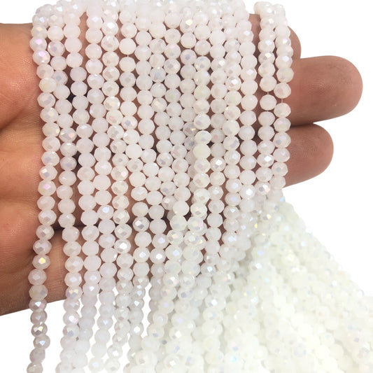 Kristal Boncuk, Çin Kristali-4mm - 53 - Janjanlı Buzlu Beyaz