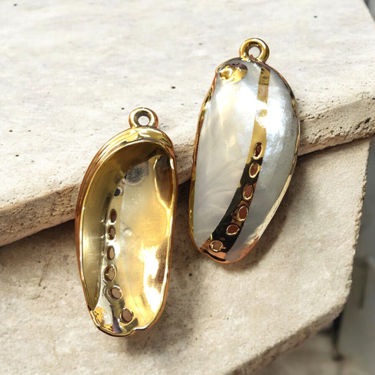 Akrilik Altın Yaldızlı Deniz Kabuğu -1