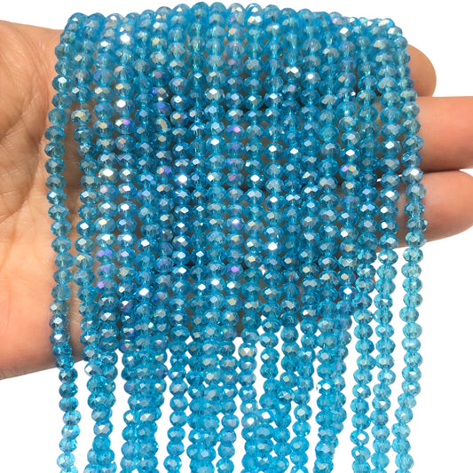 Kristal Boncuk, Çin Kristali-4mm - 85- Şeffaf Janjanlı Mavi