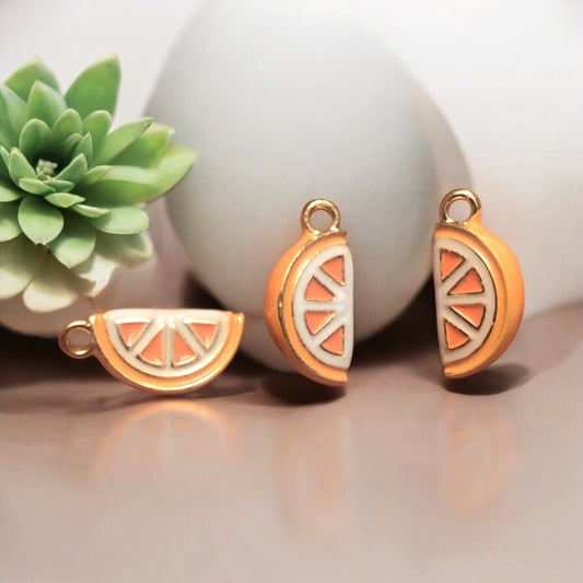 Altın Kaplama Üç boyutlu Portakal  Dilimi Sallantı