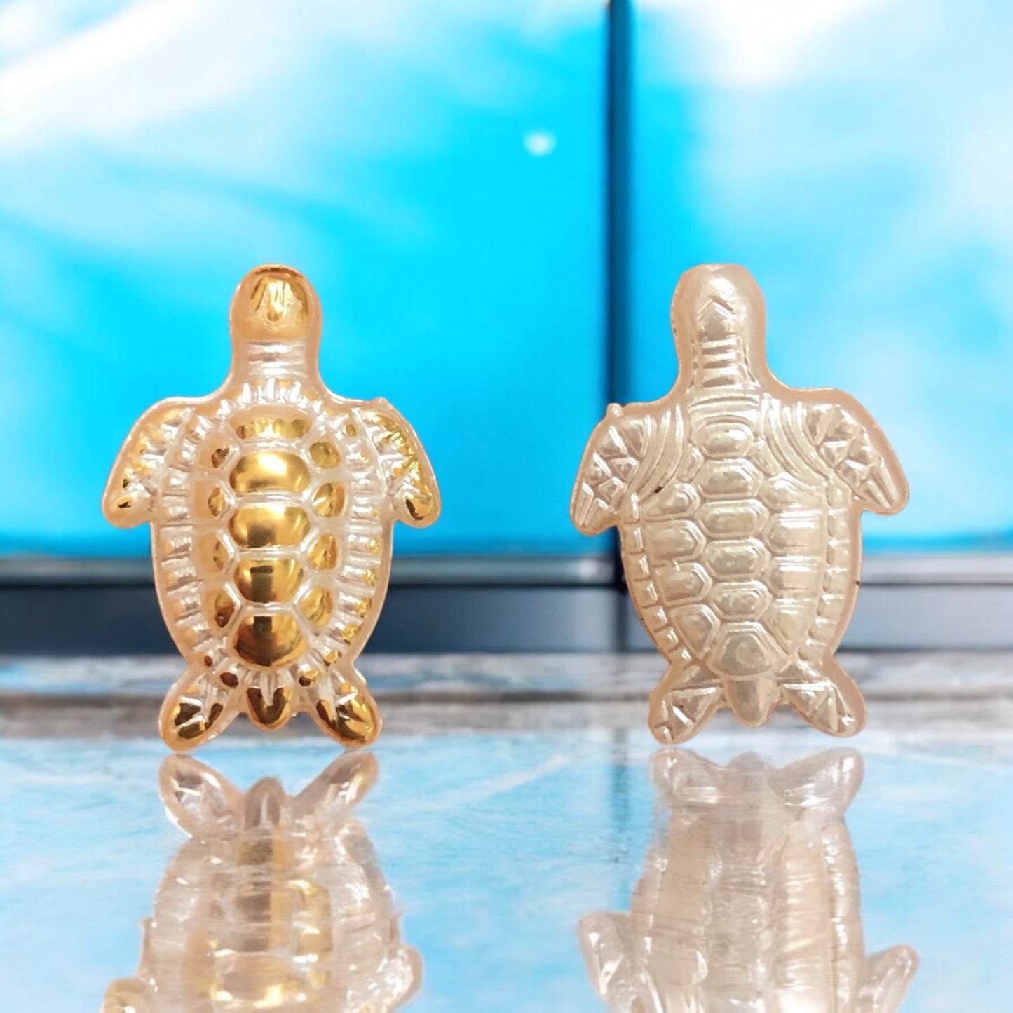 Akrilik  Altın Yaldızlı Kaplumbağ