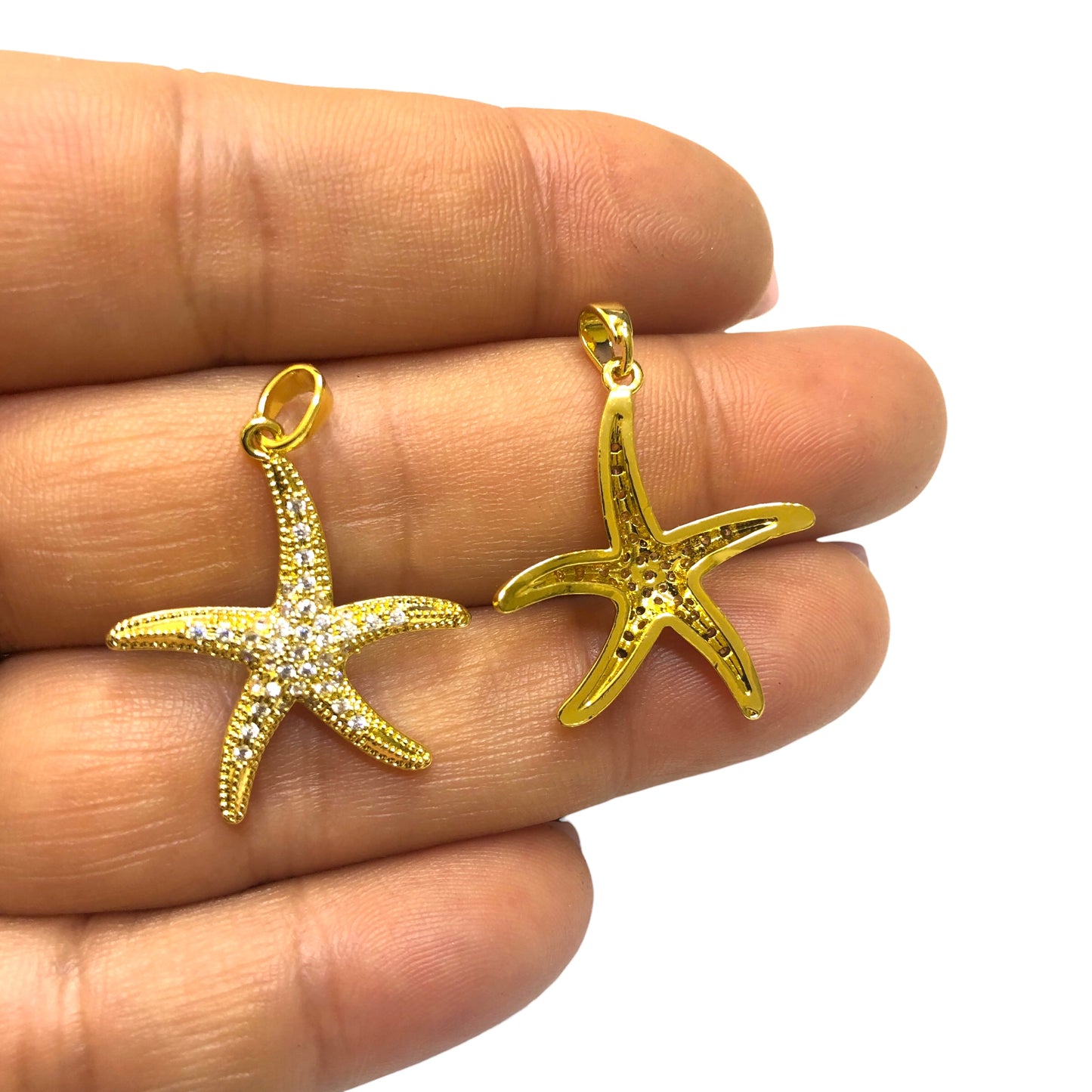 Altın Kaplama  Zirkon Taşlı Deniz Yıldızı  Kolye Ucu -30mm