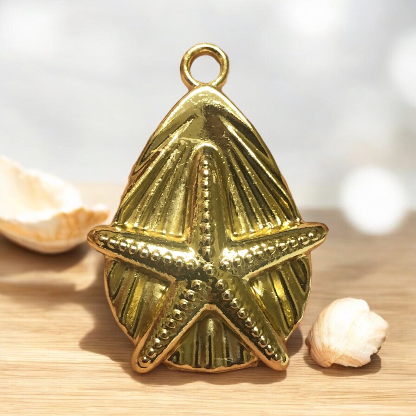 Altın Kaplama Sallantı Deniz Kabuğu Yıldızlı - 33mm