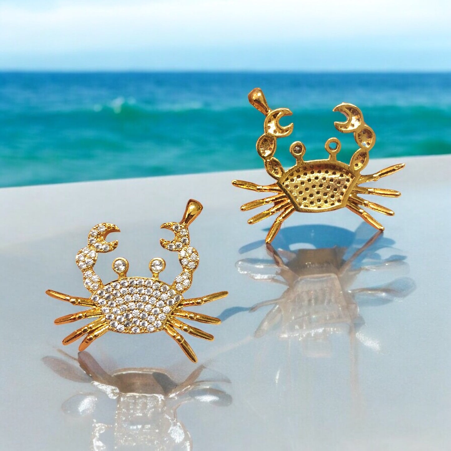 Altın Kaplama Zirkon Taşlı Yengeç Kolye ucu