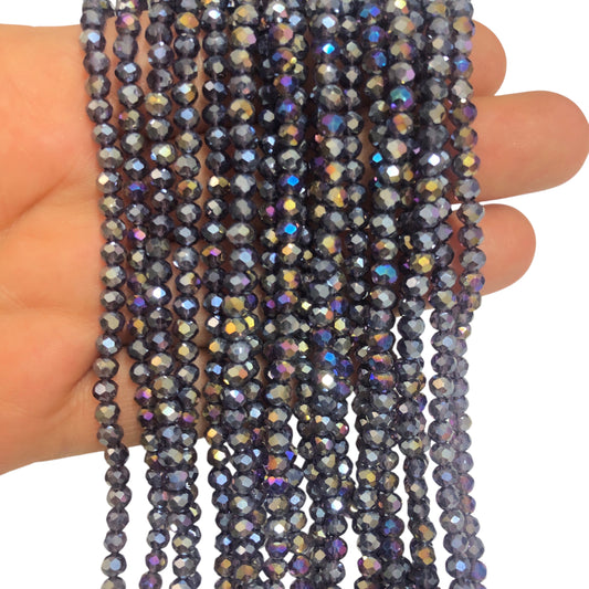 Kristal Boncuk, Çin Kristali-4mm - 65- Şeffaf Janjanlı koyu mor