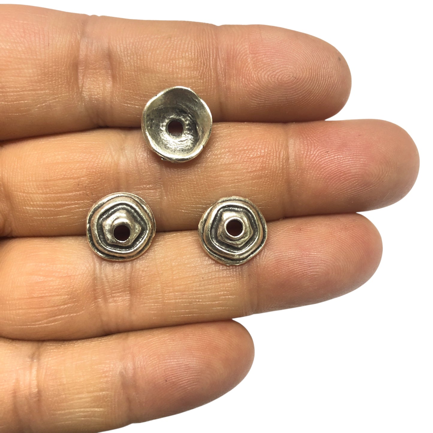 Antik Gümüş Kaplama Boncuk Kapağı - 12mm