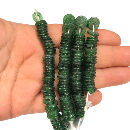 Küçük Boy Ocak Boncuğu Rondel -  Şeffaf Yeşil