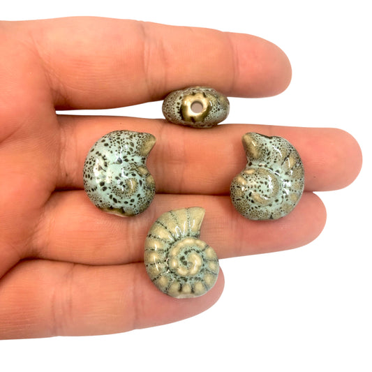 Seramik Salyangoz Büyük Boy  - Benekli Su yeşili