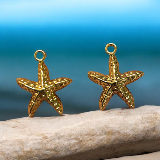 Altın Kaplama Sallantı Deniz Yıldızı Dövme Desen   - 22mm