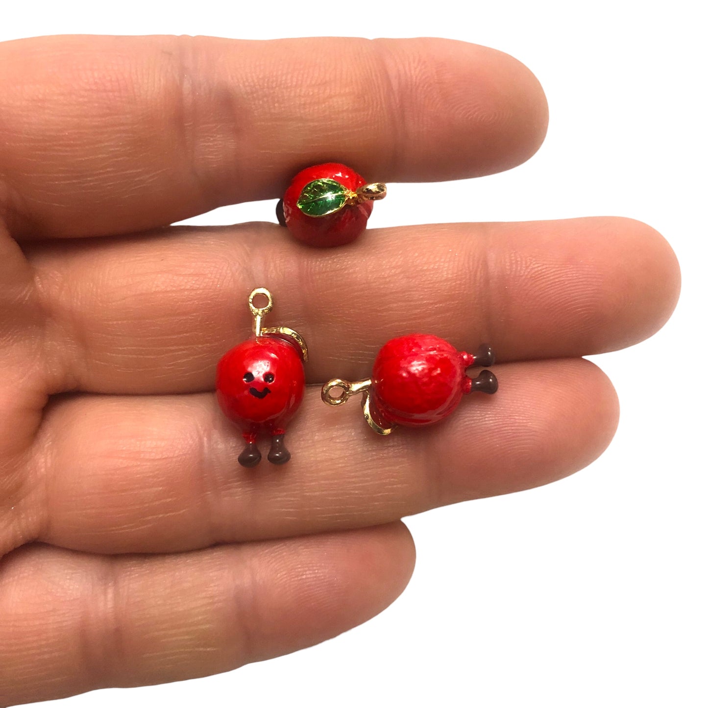 Gold Plated Enamel Strawberry Shaking Attachment - Neon Green