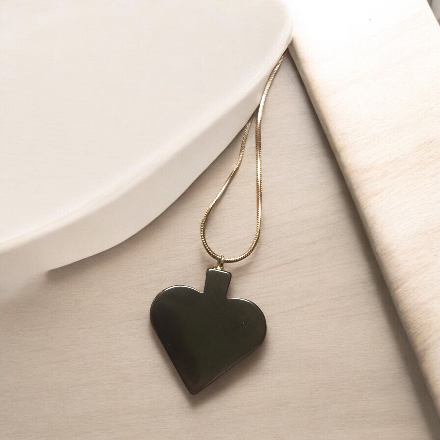 Doğal Taş - Hematit Kolye Ucu - Kalp -1