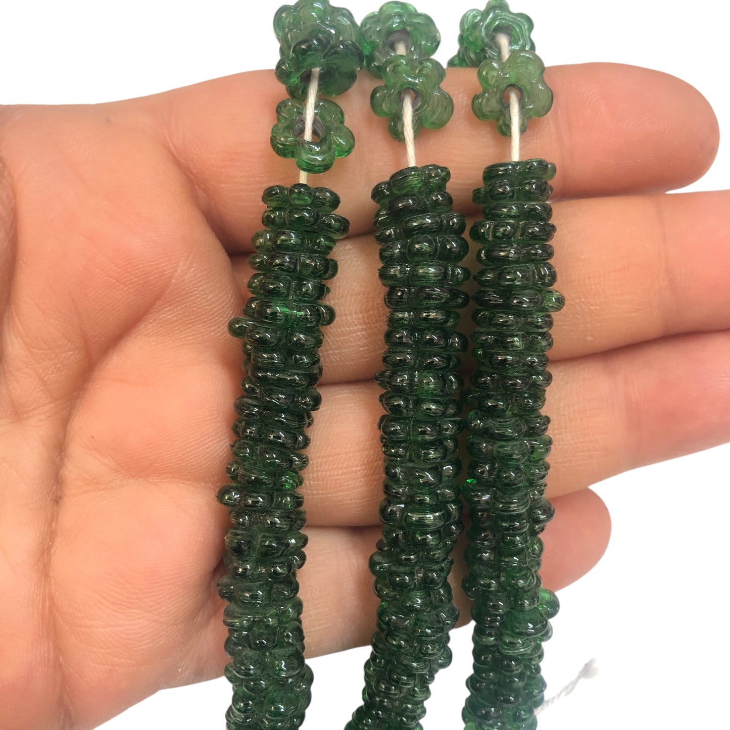 Küçük Boy Ocak Boncuğu Çiçek -  Şeffaf Yeşil