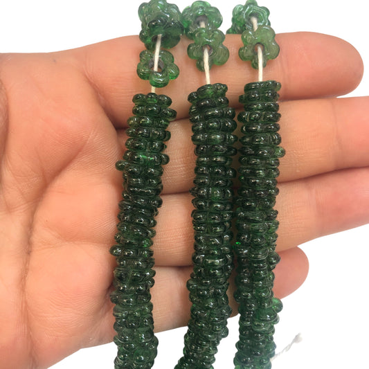 Küçük Boy Ocak Boncuğu Çiçek -  Şeffaf Yeşil