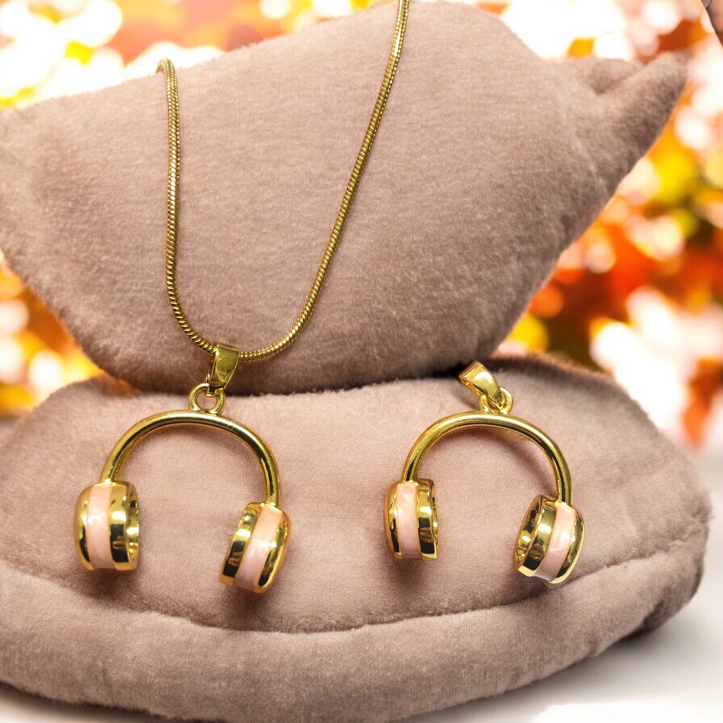 Altın Kaplama Kulaklık -Sedefli Pembe