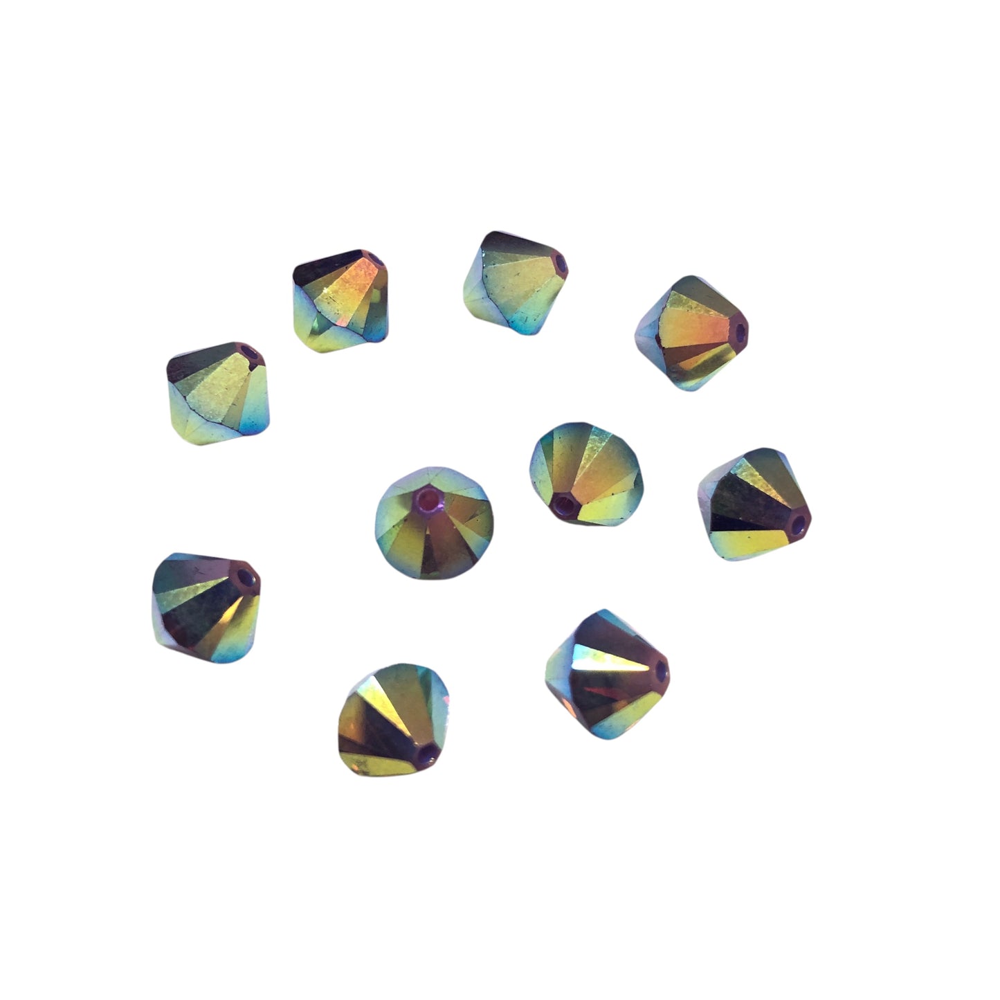 Swarovski 8mm Piramit (Bicone ) Şeffaf Parlak Renkli  (Crystal Jet AB ) - 007